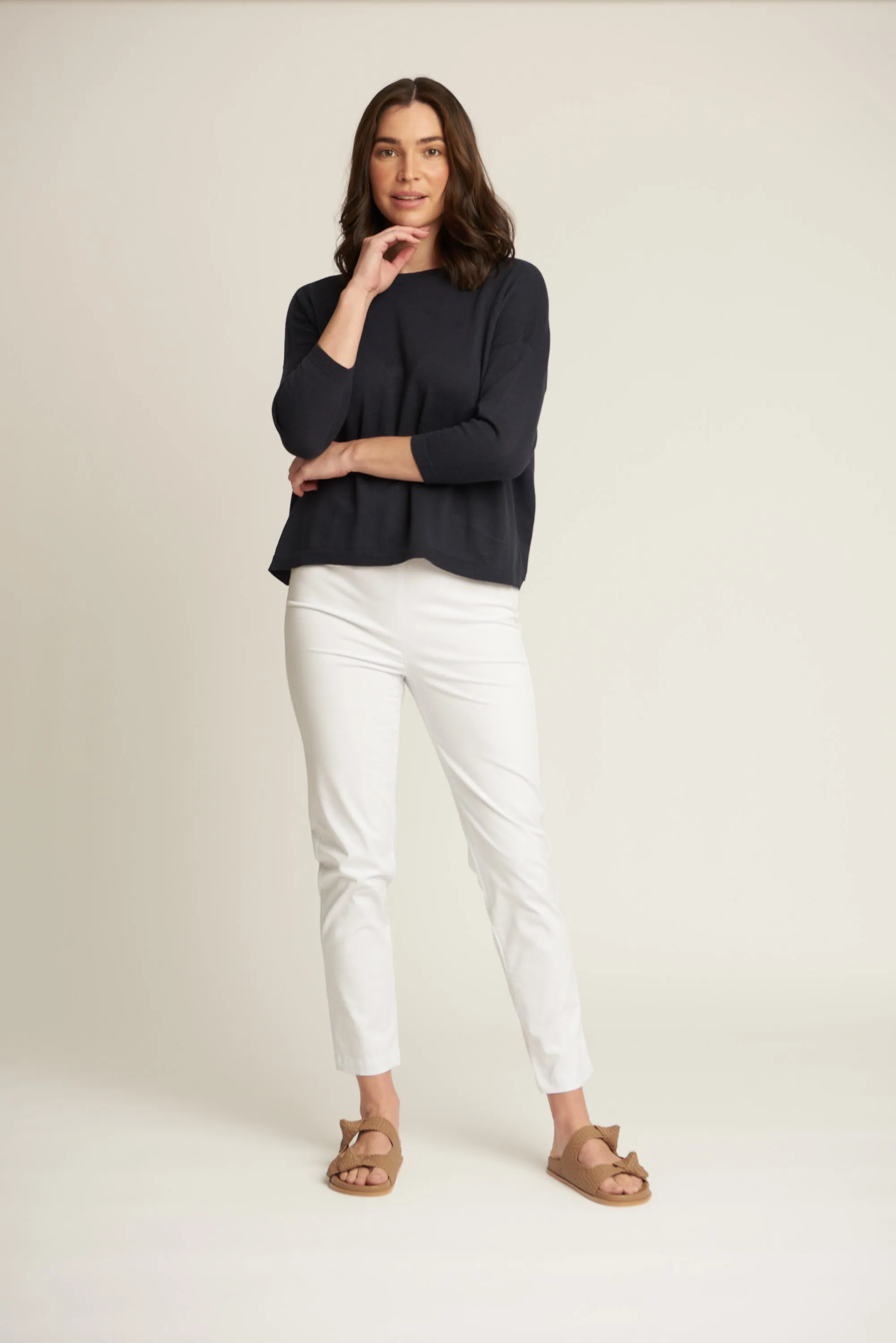 Cropped Classic Cotton Pant White