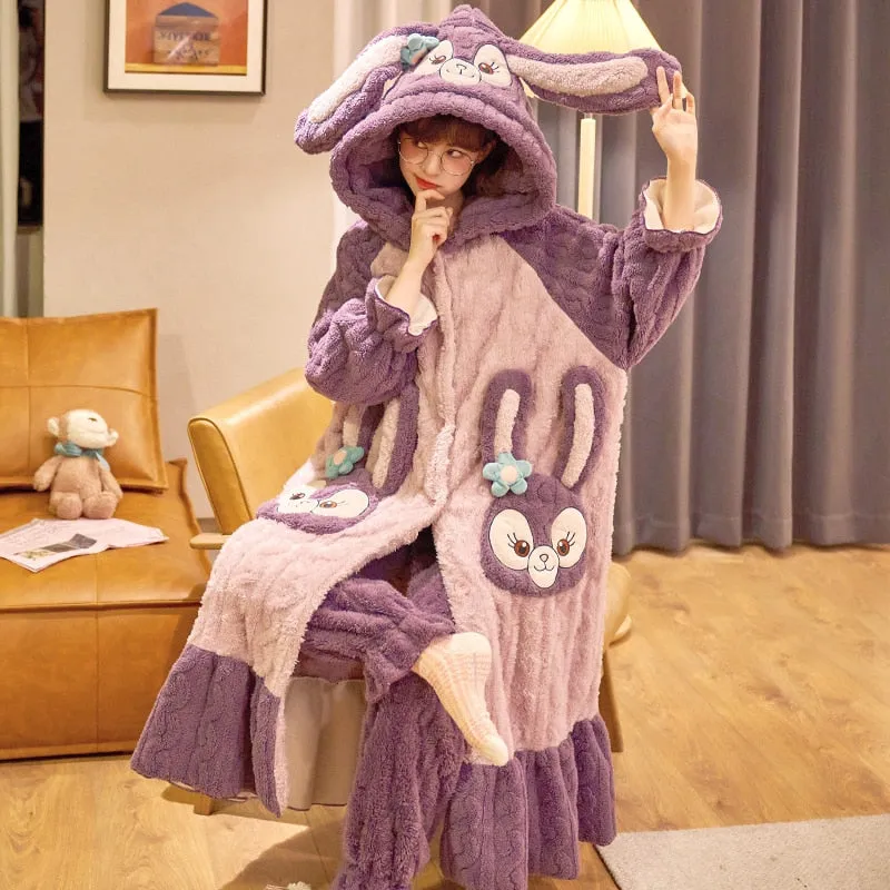 Cute Hooded Robe Winter Pajamas