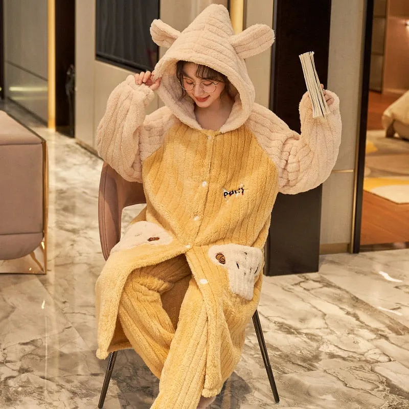 Cute Hooded Robe Winter Pajamas