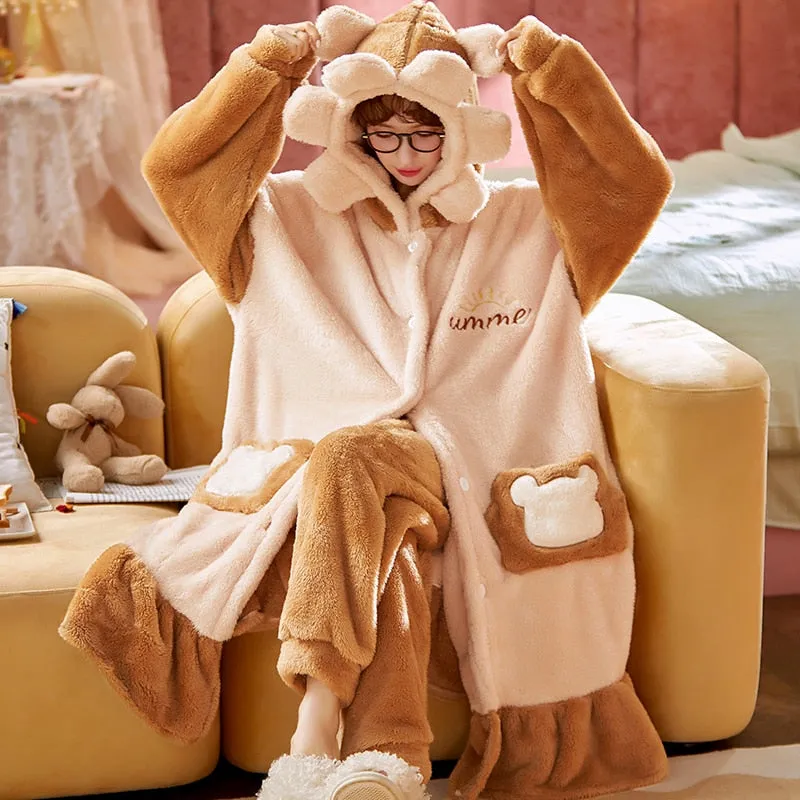 Cute Hooded Robe Winter Pajamas