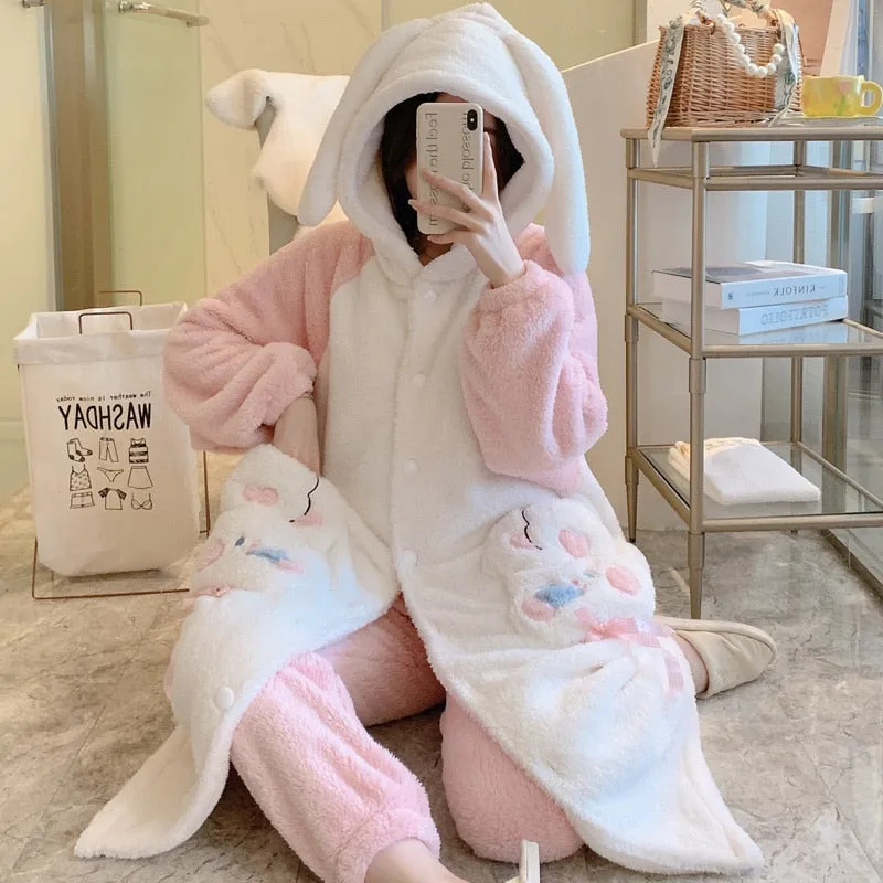 Cute Hooded Robe Winter Pajamas