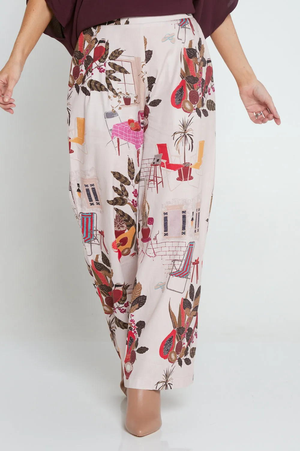 Daria Wide Leg Pants - Pink Tea Time