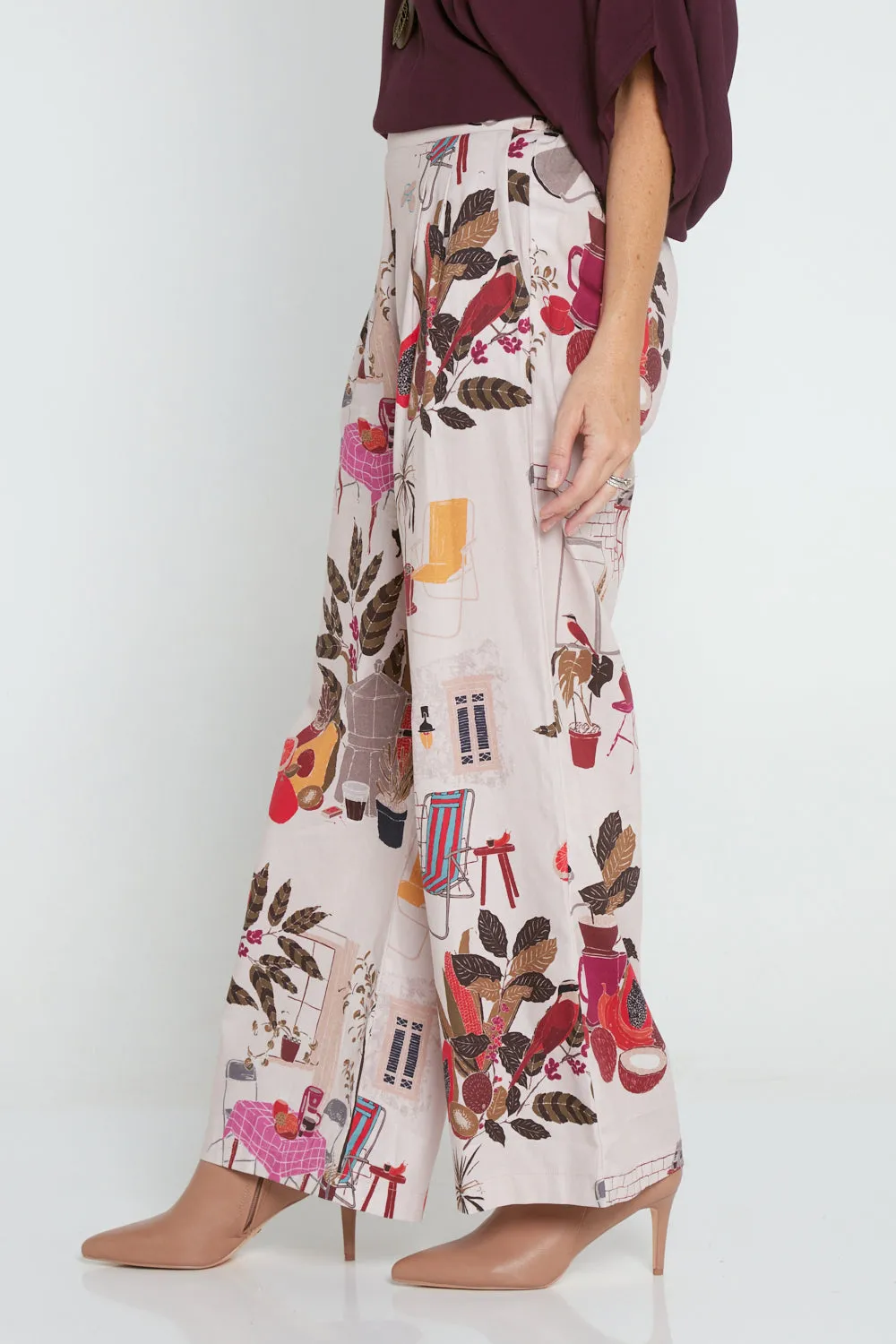 Daria Wide Leg Pants - Pink Tea Time