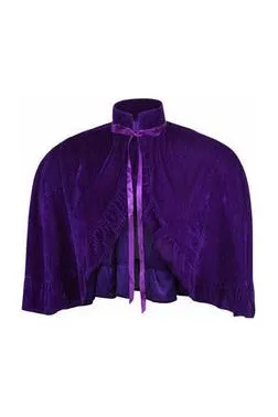 Dark Purple Velvet Ruffle Cape