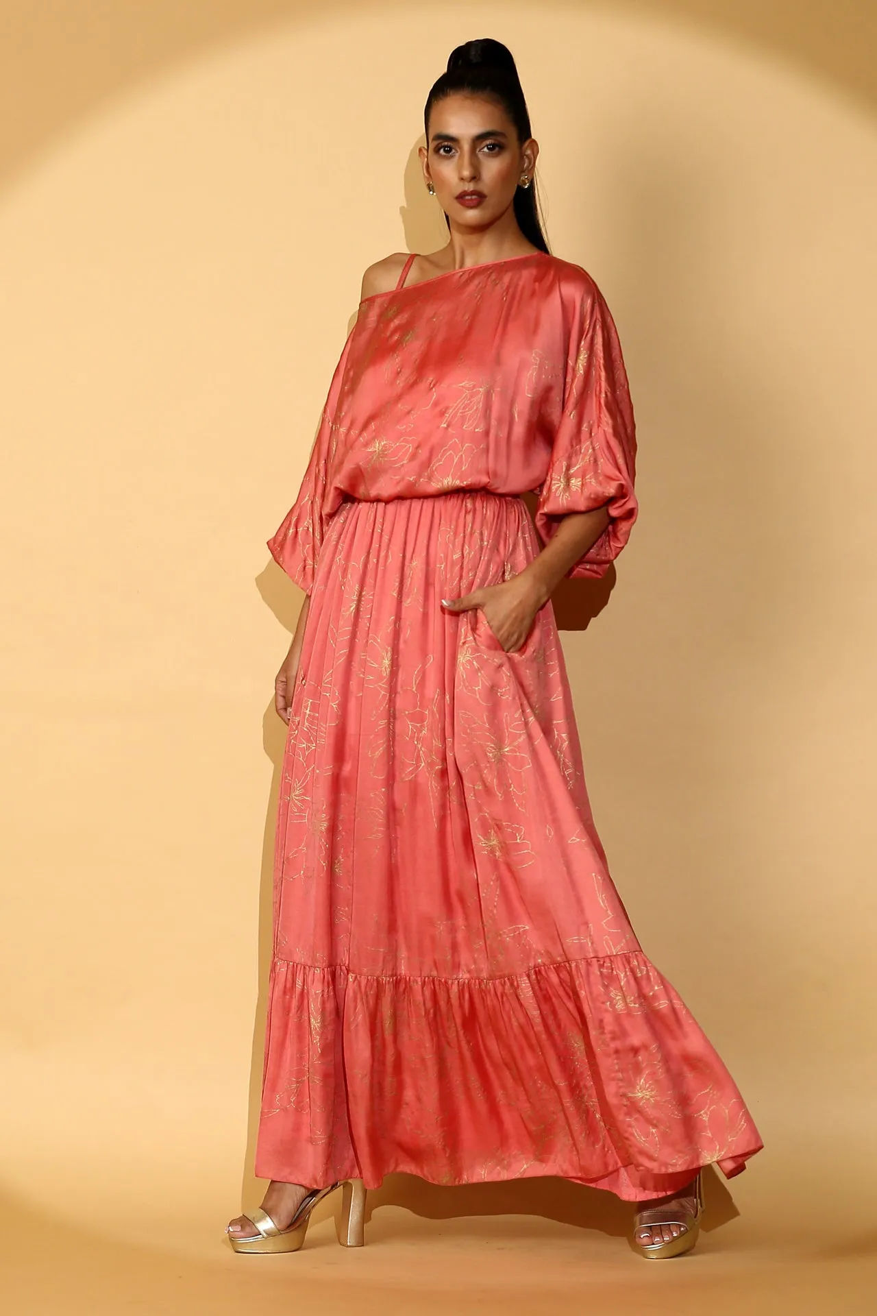 Diana - Fall Shoulder Evening Maxi Dress