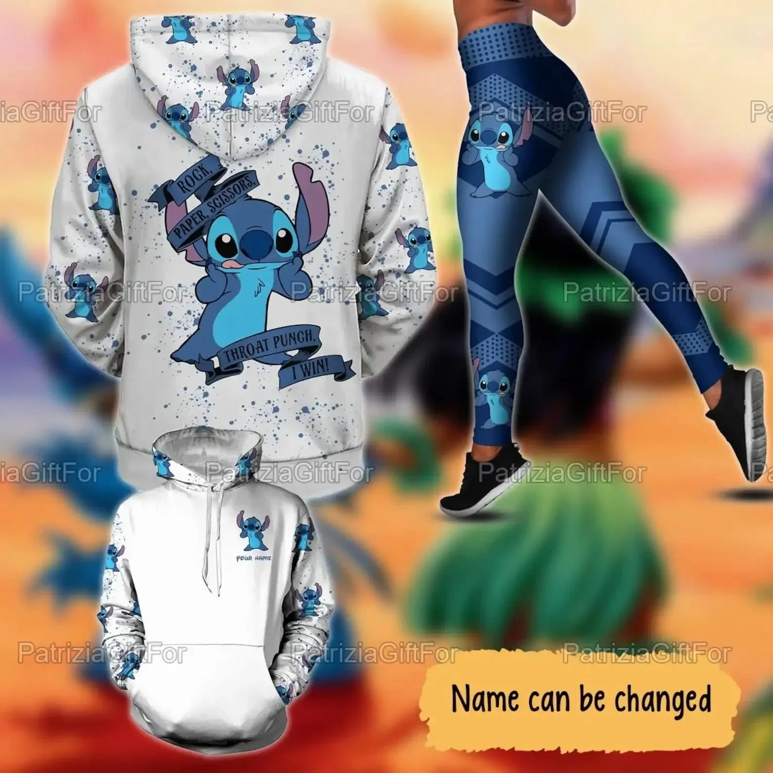 Disney Stitch 3D Hoodie Women's Hoodie Set Yoga Pants