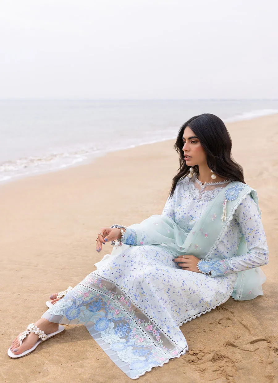 Eid Prints 24 - Skye Ice Blue Shirt And Pre-Draped Dupatta