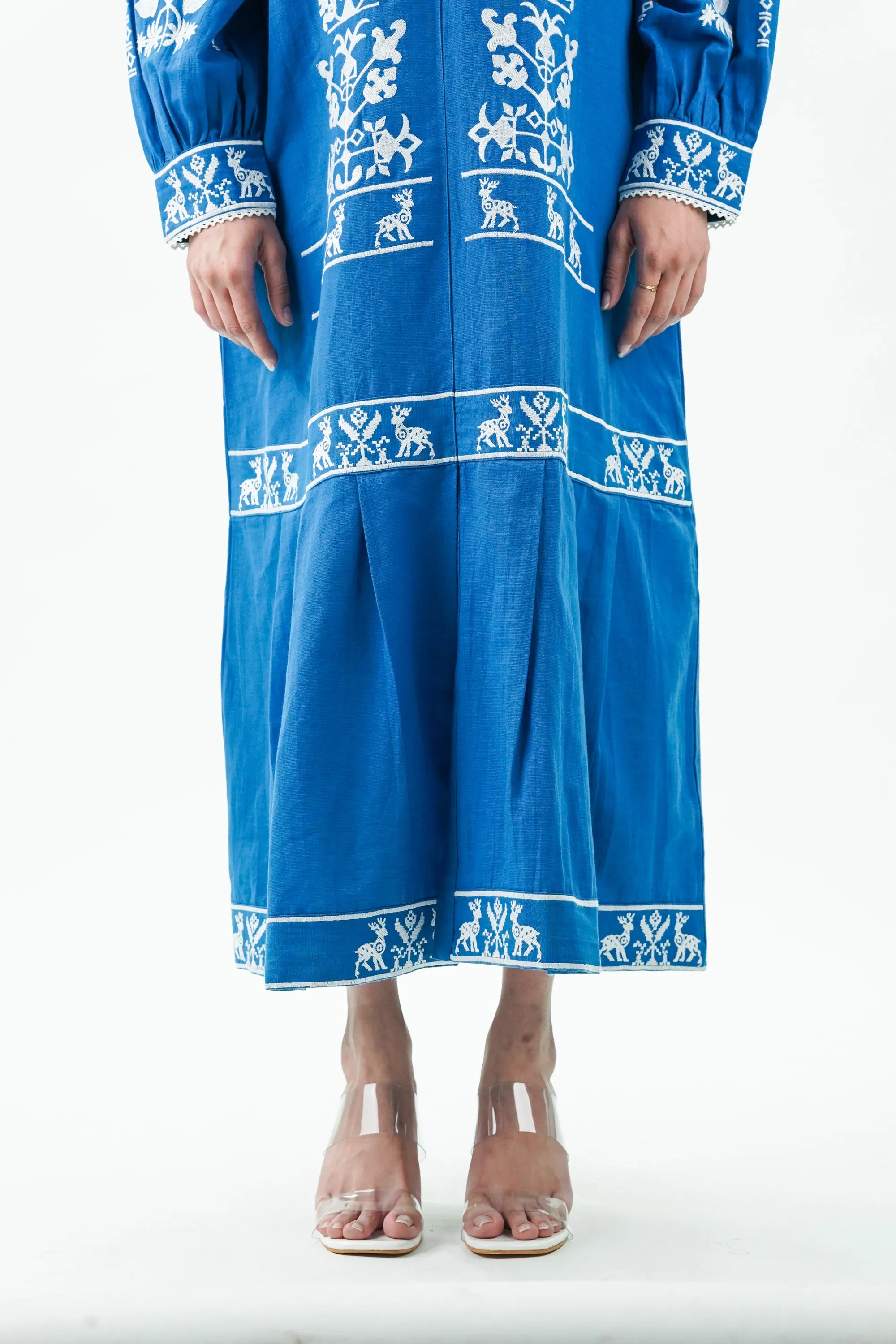 Embroidered Panelled Cotton Maxi Dress