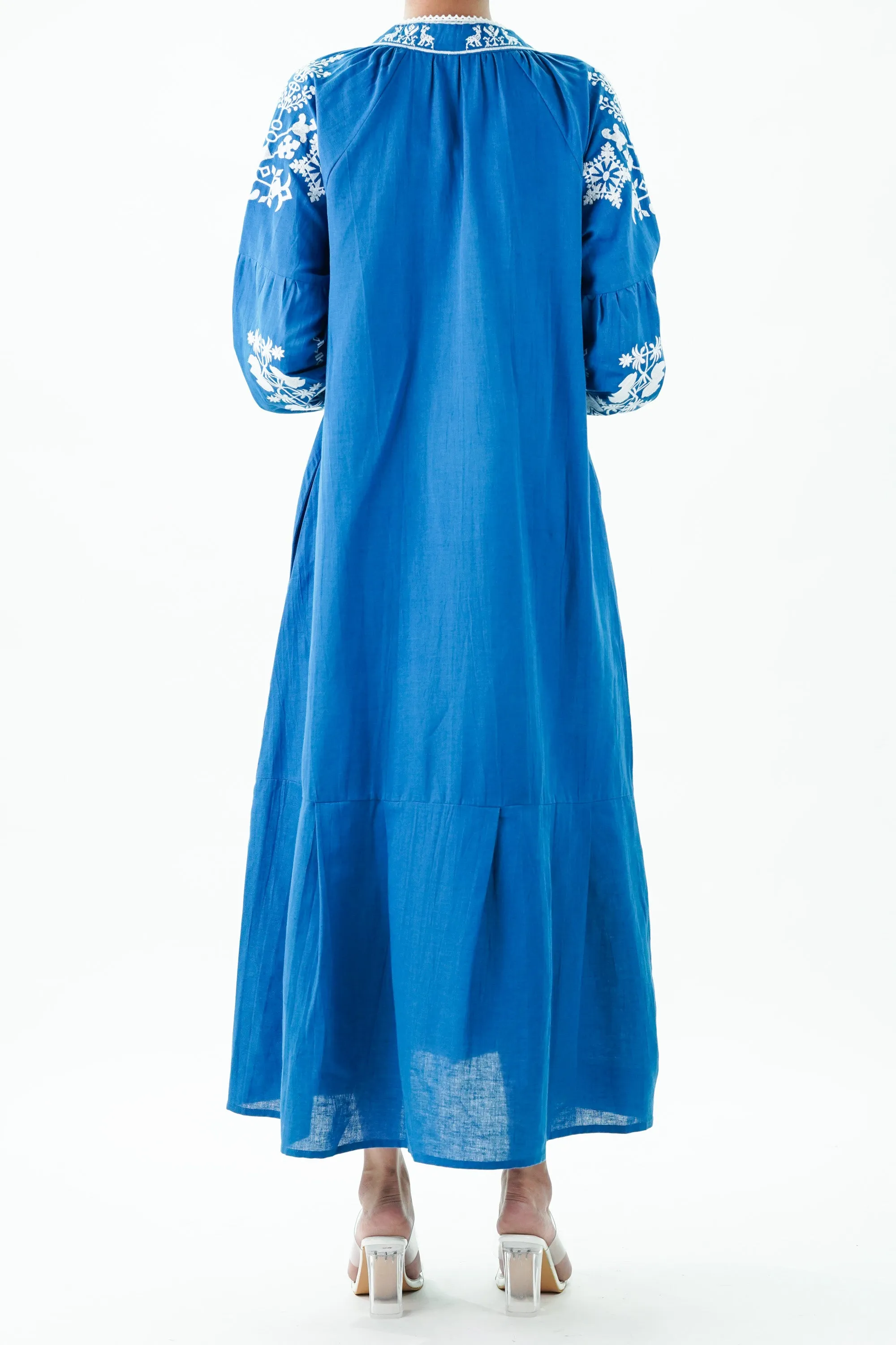 Embroidered Panelled Cotton Maxi Dress