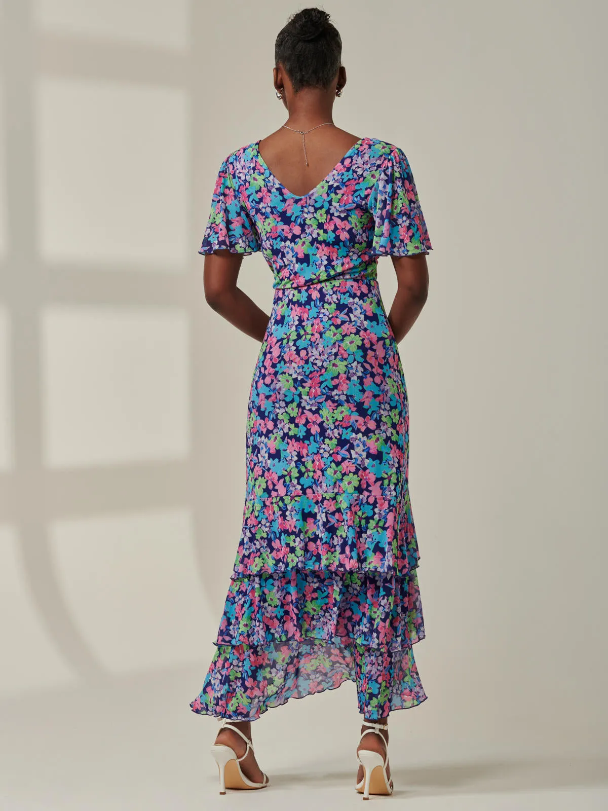 Floral Printed Tiered Maxi Dress, Floral Multi