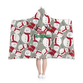 Gray Lightweight Christmas Red Snowman Designer Holiday Party Hooded Blanket