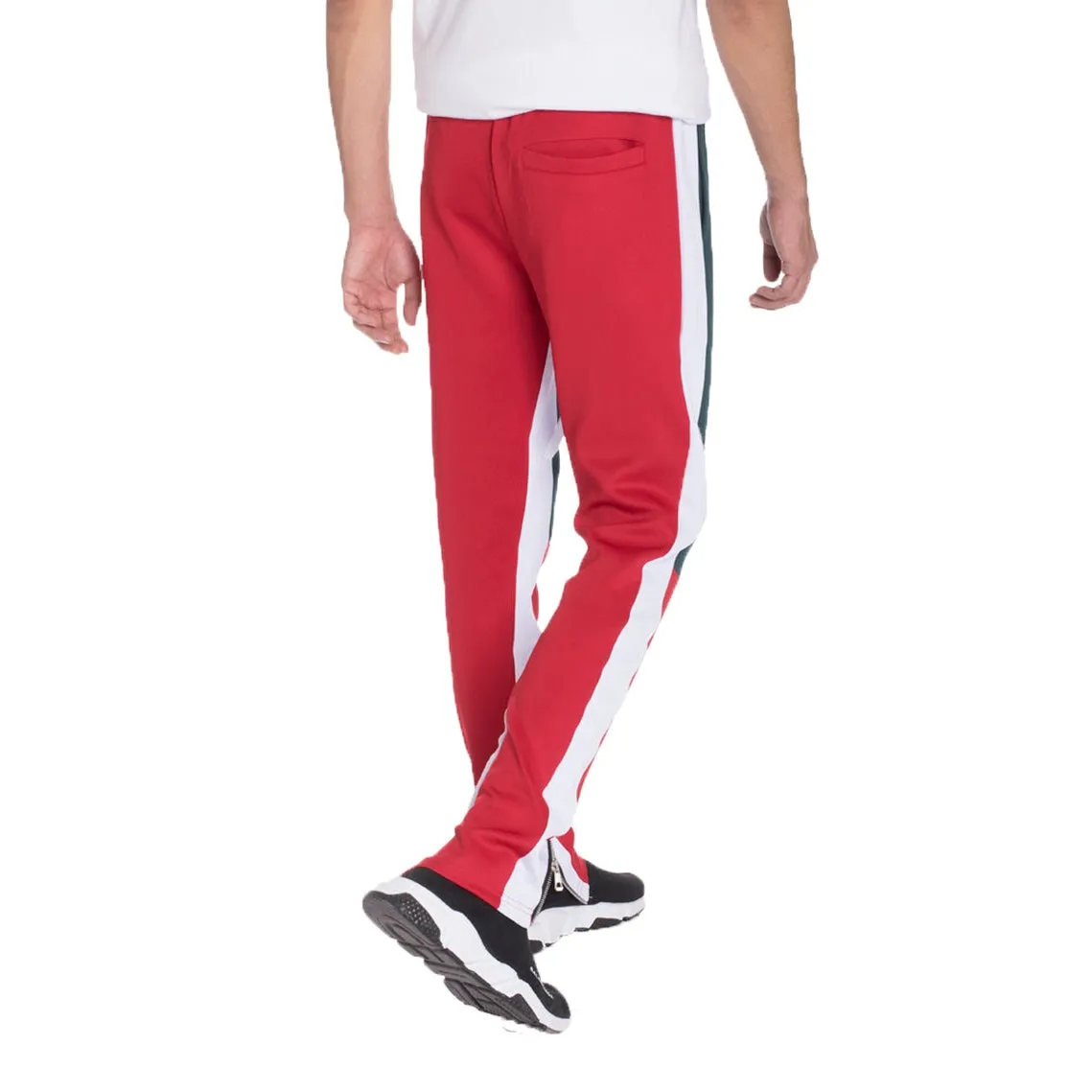 Green & Red Color Block Track Pants