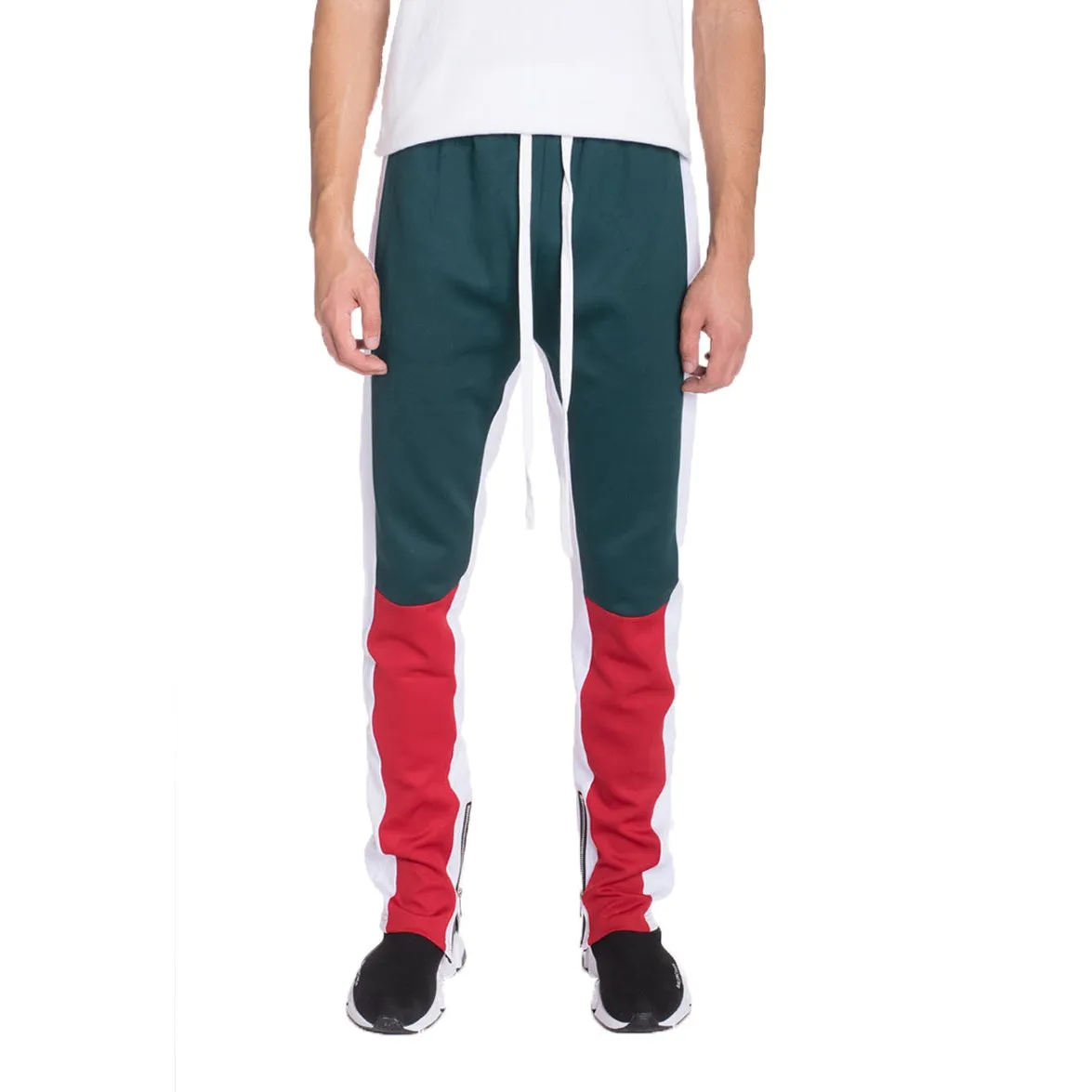 Green & Red Color Block Track Pants