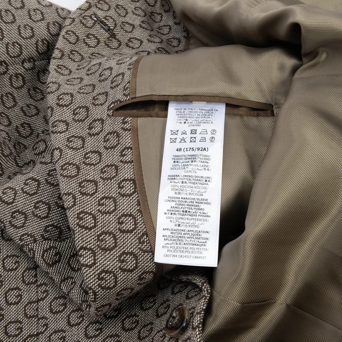 Gucci Brown Wool G Jacquard Jacket 48