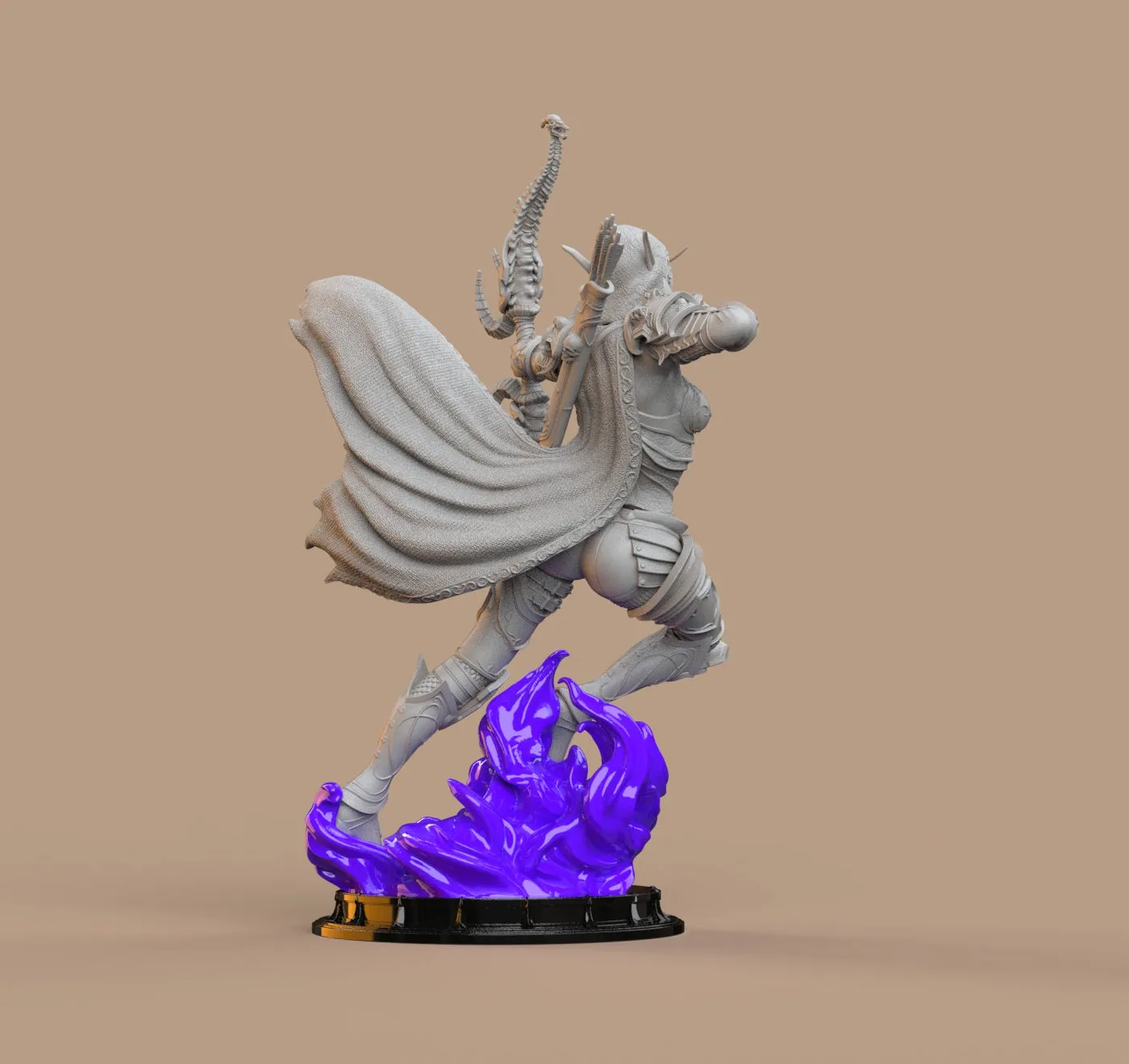 H044 - Games Character design, The Windrunner Female Statue art, 3D model design printable download files