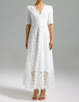 Haley White Embroidered Maxi Dress