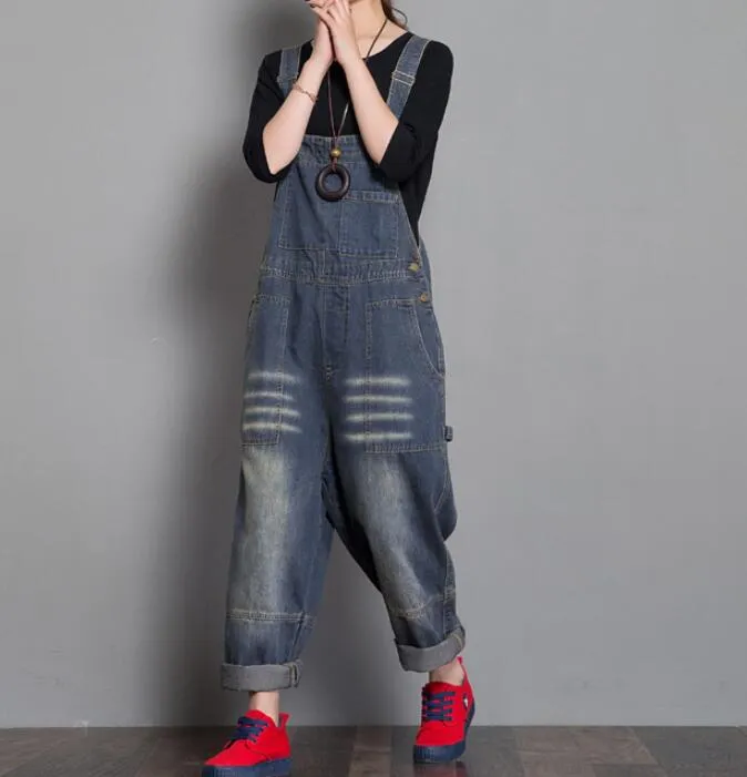 Handmade Denim Loose Casual Spring Denim Overall Women Jumpsuits