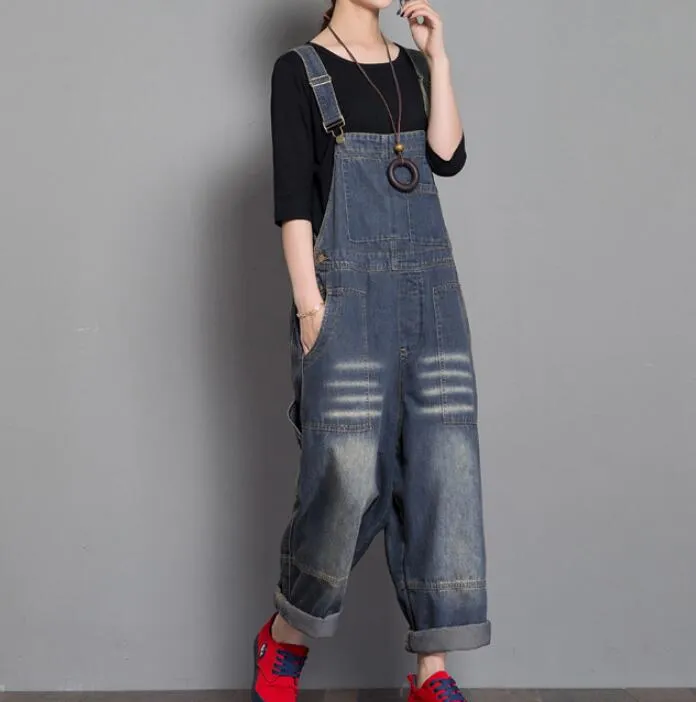 Handmade Denim Loose Casual Spring Denim Overall Women Jumpsuits