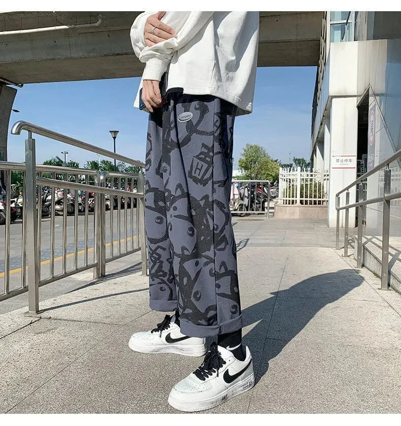 Harajuku Cartoon Print Harem Trousers