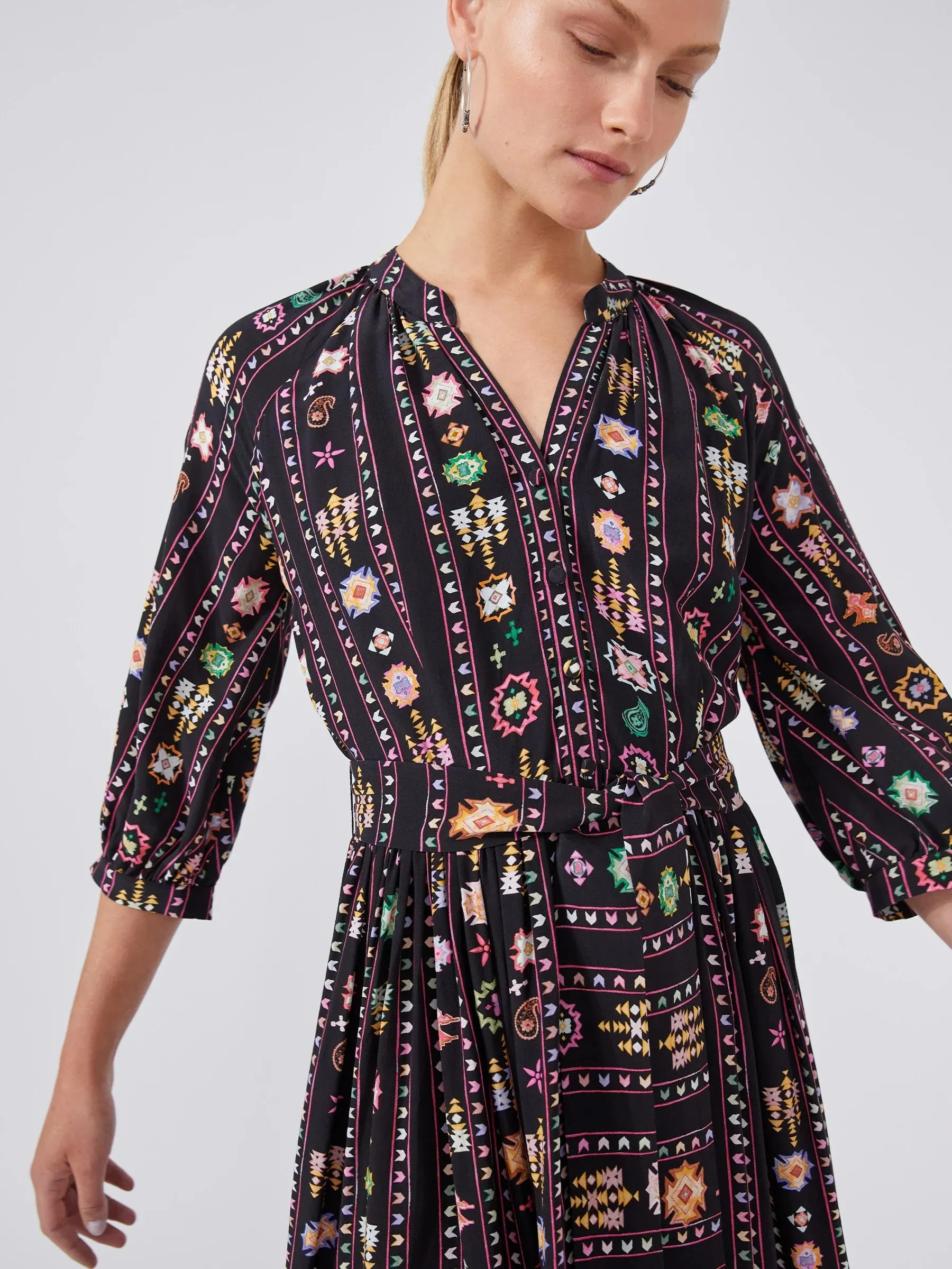 Hayley Menzies Esmeralda Maxi Shirt Dress Black Multi