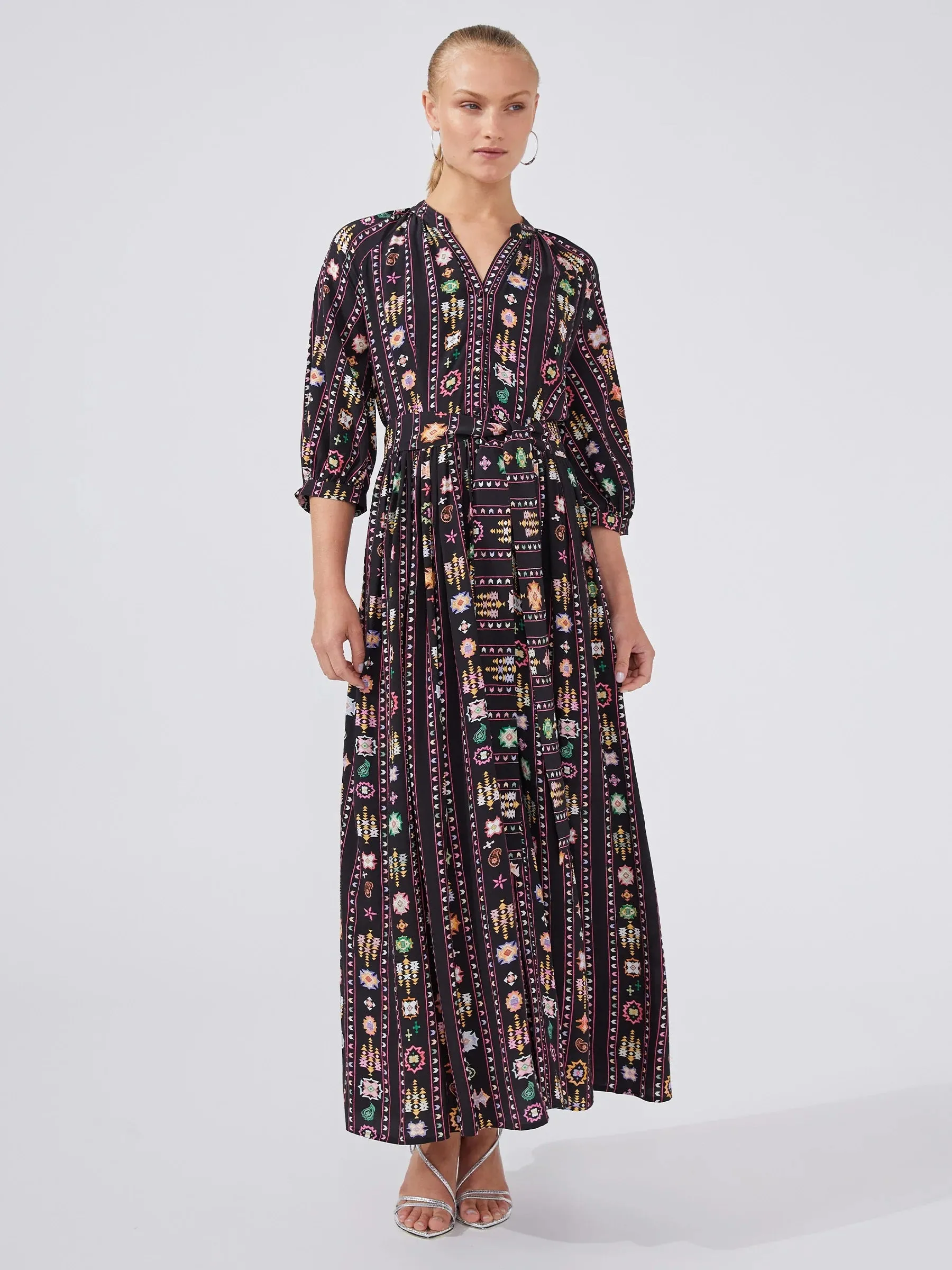 Hayley Menzies Esmeralda Maxi Shirt Dress Black Multi