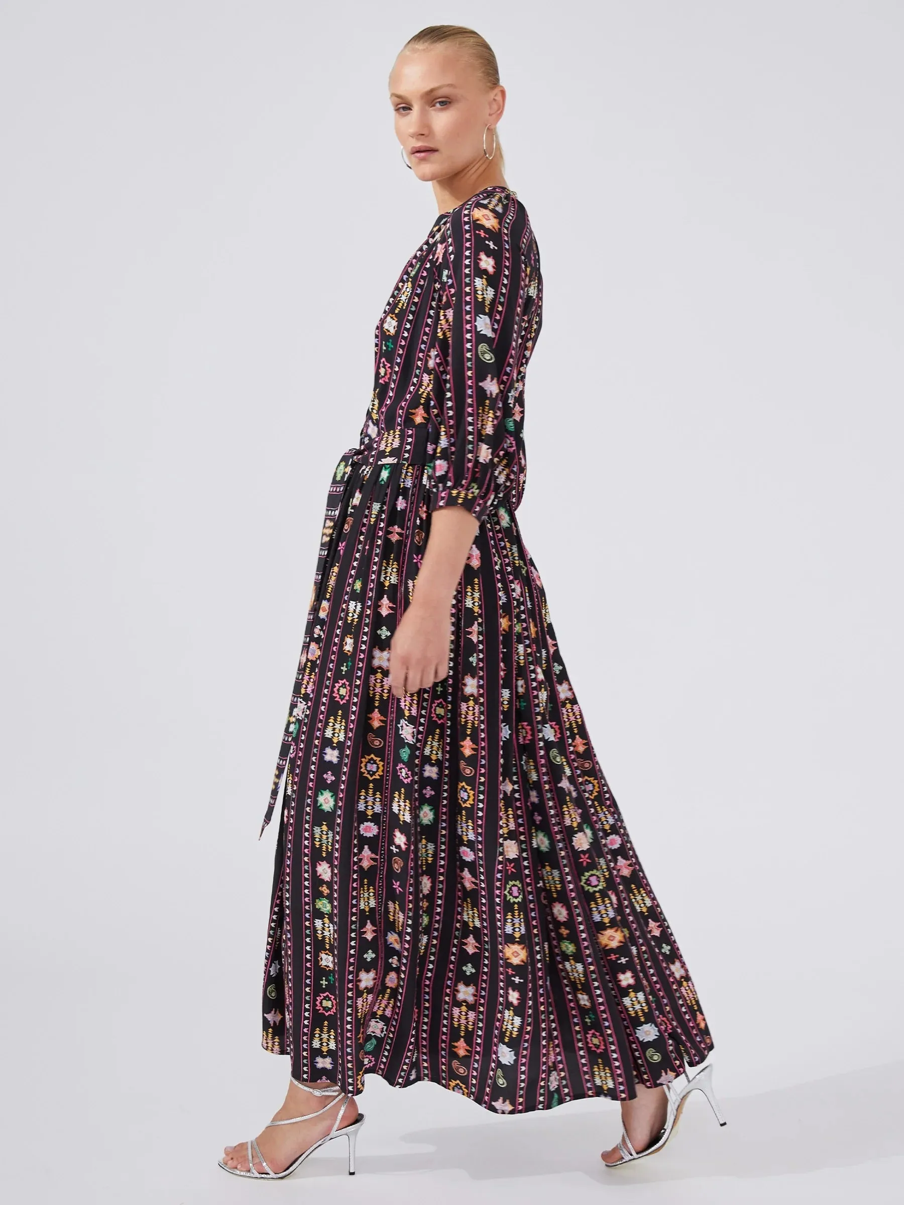 Hayley Menzies Esmeralda Maxi Shirt Dress Black Multi