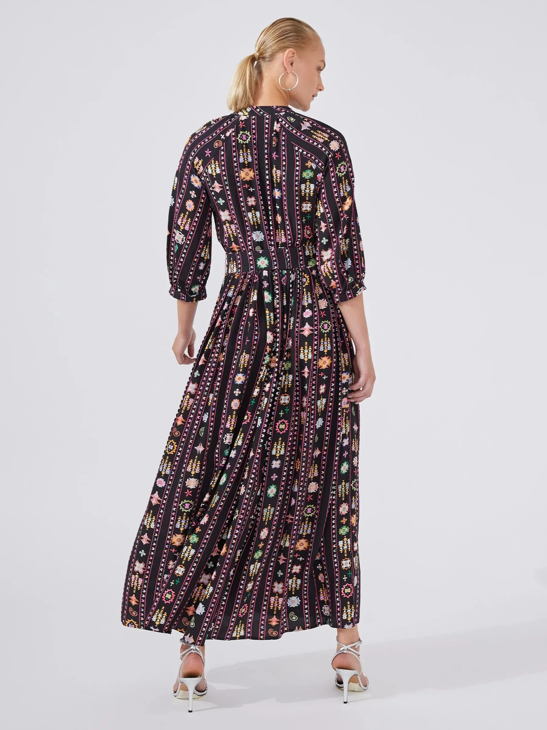 Hayley Menzies Esmeralda Maxi Shirt Dress Black Multi