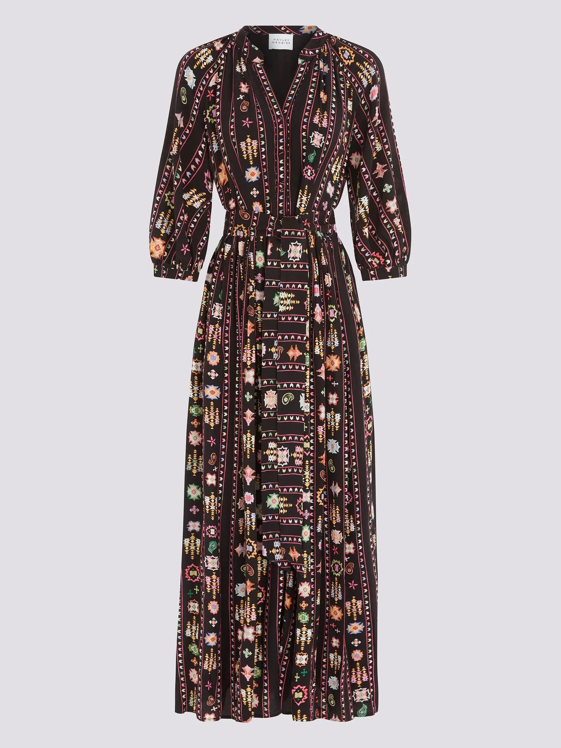 Hayley Menzies Esmeralda Maxi Shirt Dress Black Multi