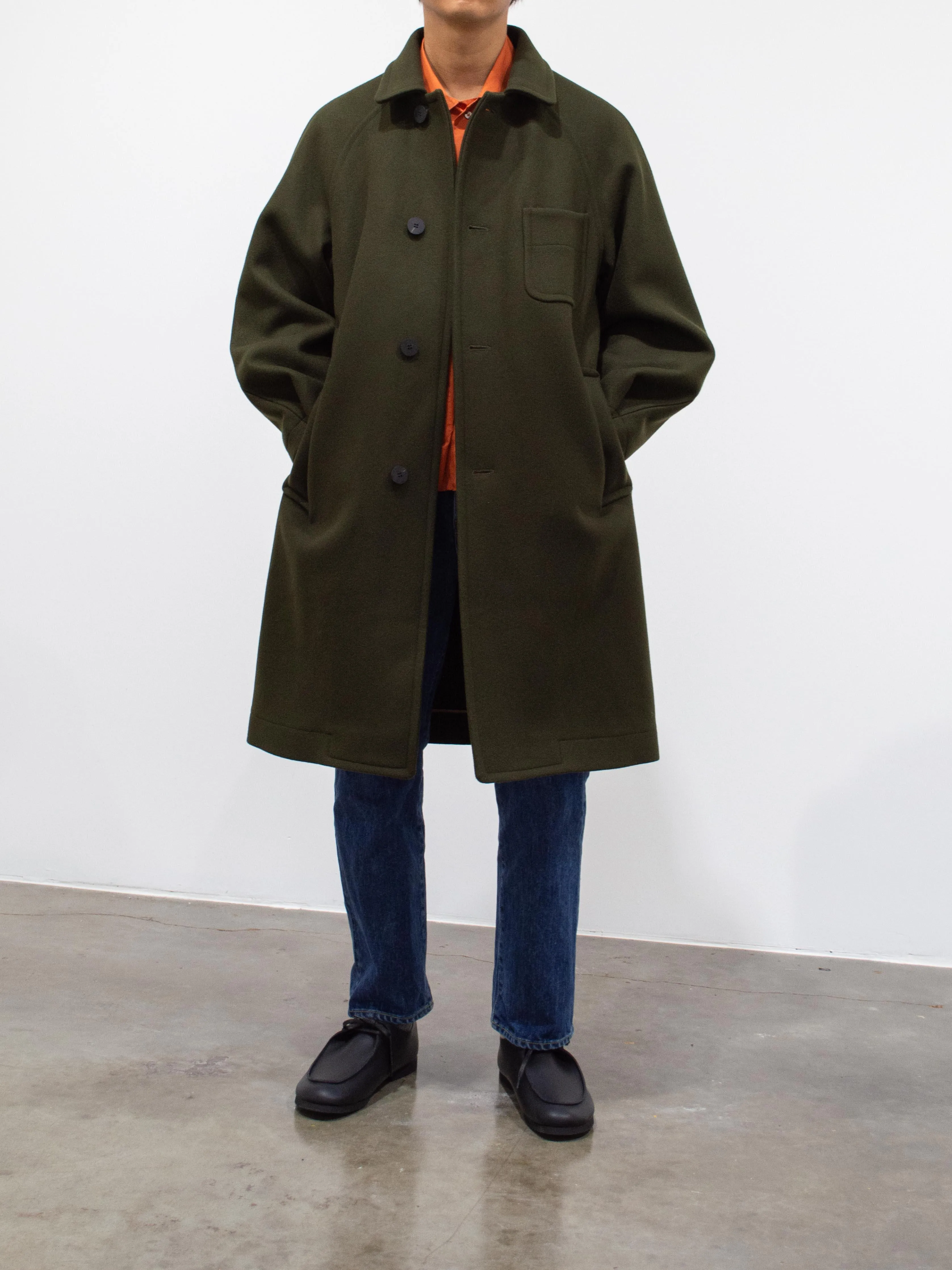 Heavy Melton Coat - Olive