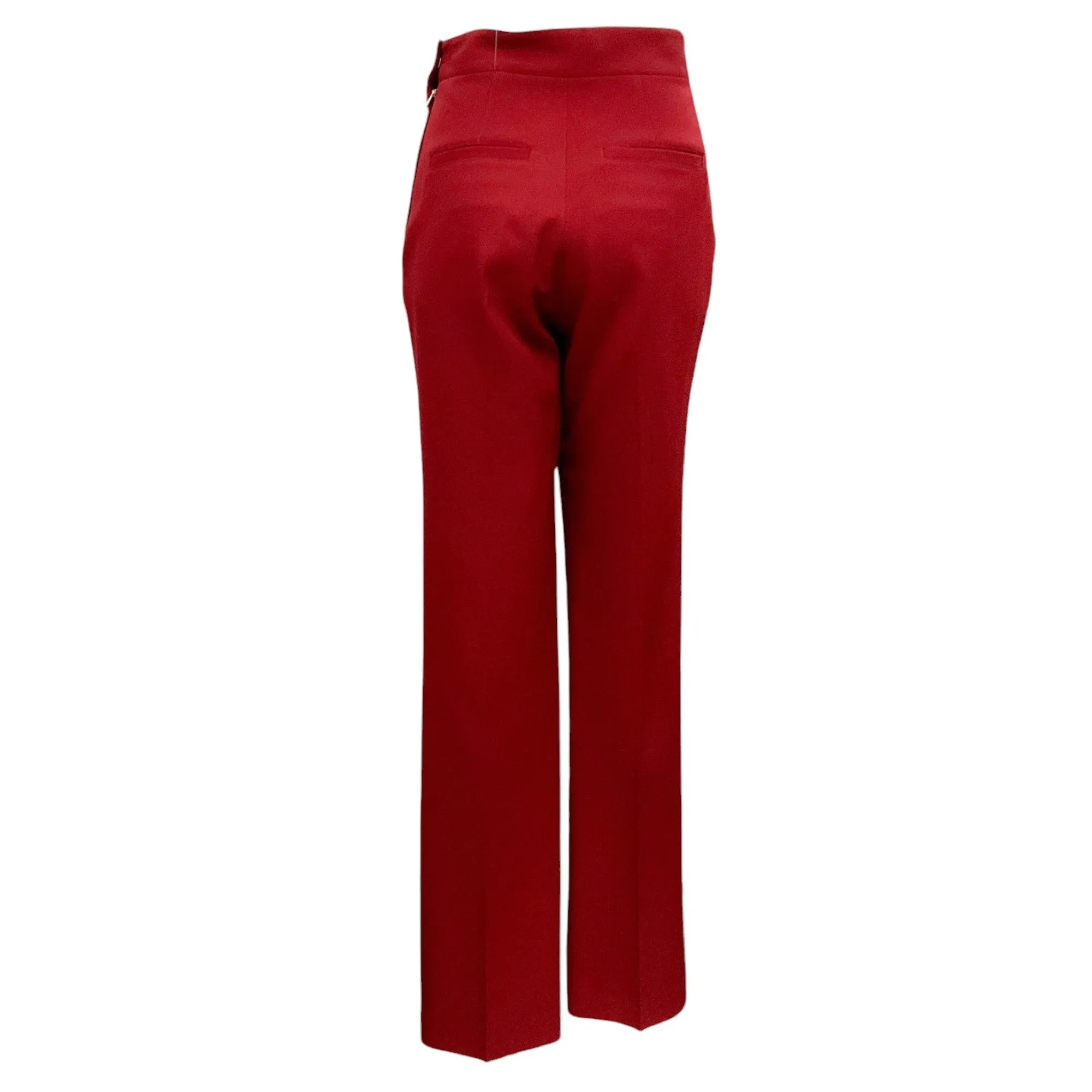 Hermes Rouge Jupiter Wool Gabardine Straight Fit Pants