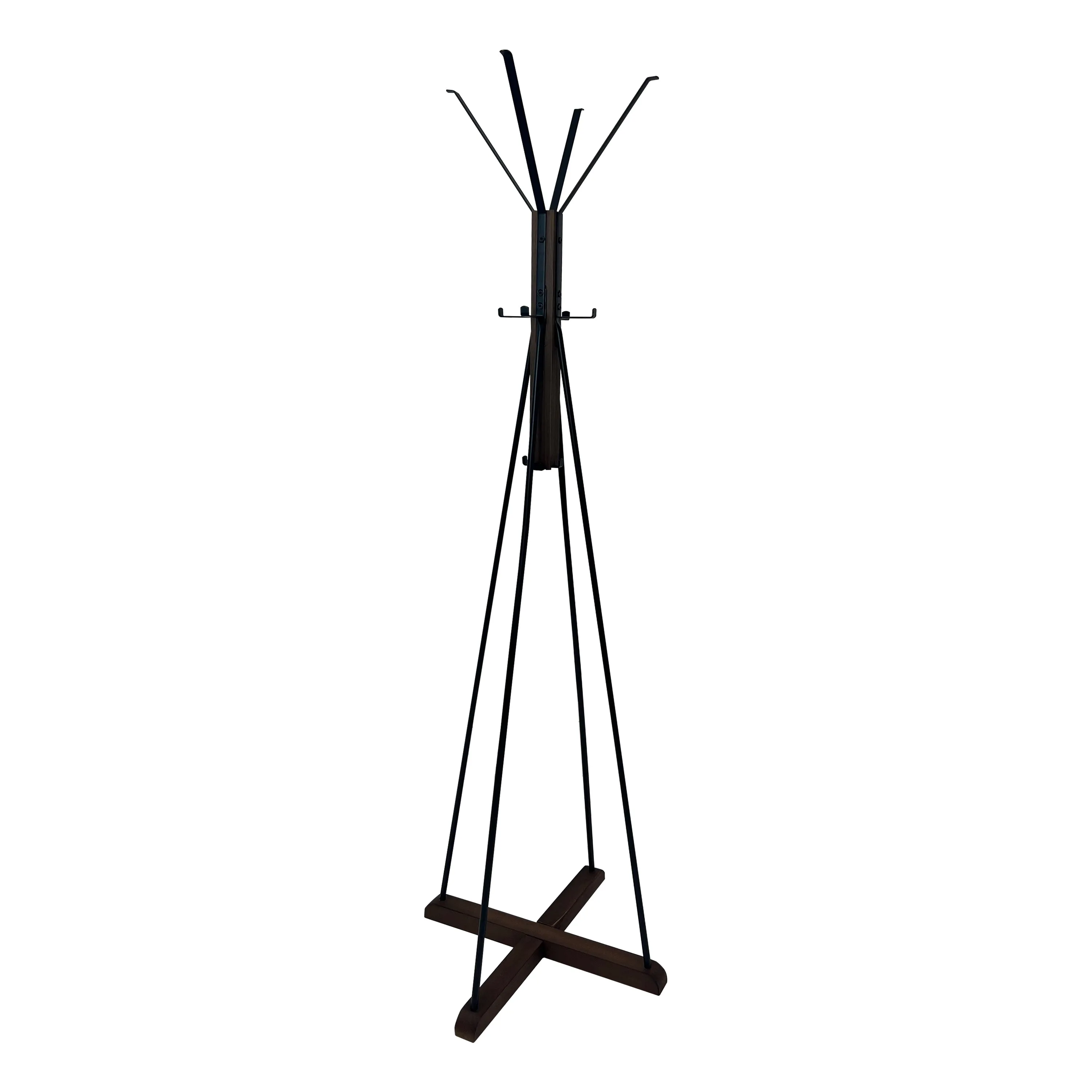 Holly 71 Inch Standing Wooden Coat Rack with Multiple Hooks Hangers, Reclaimed Wood and Iron, Brown, Black By The Urban Port