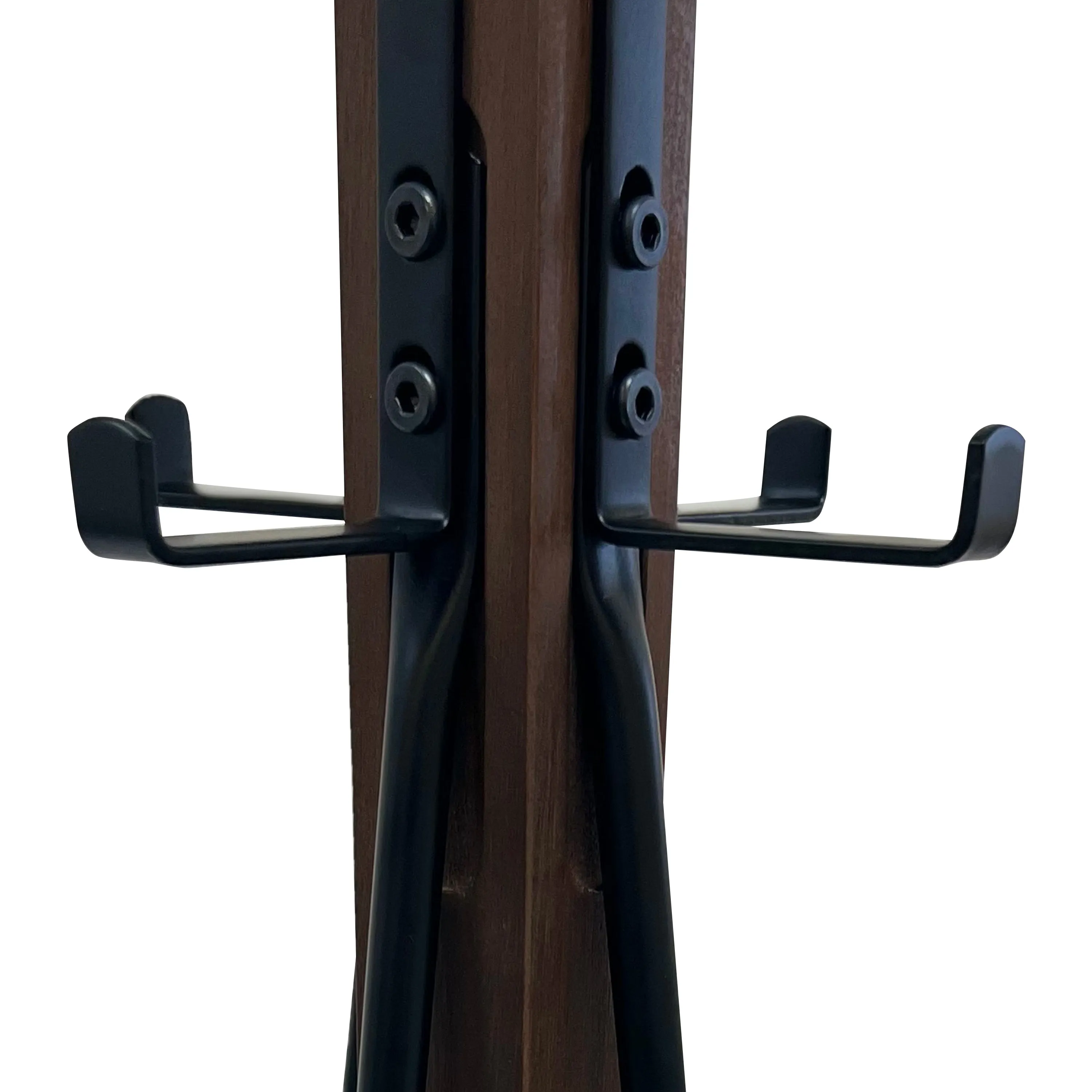 Holly 71 Inch Standing Wooden Coat Rack with Multiple Hooks Hangers, Reclaimed Wood and Iron, Brown, Black By The Urban Port