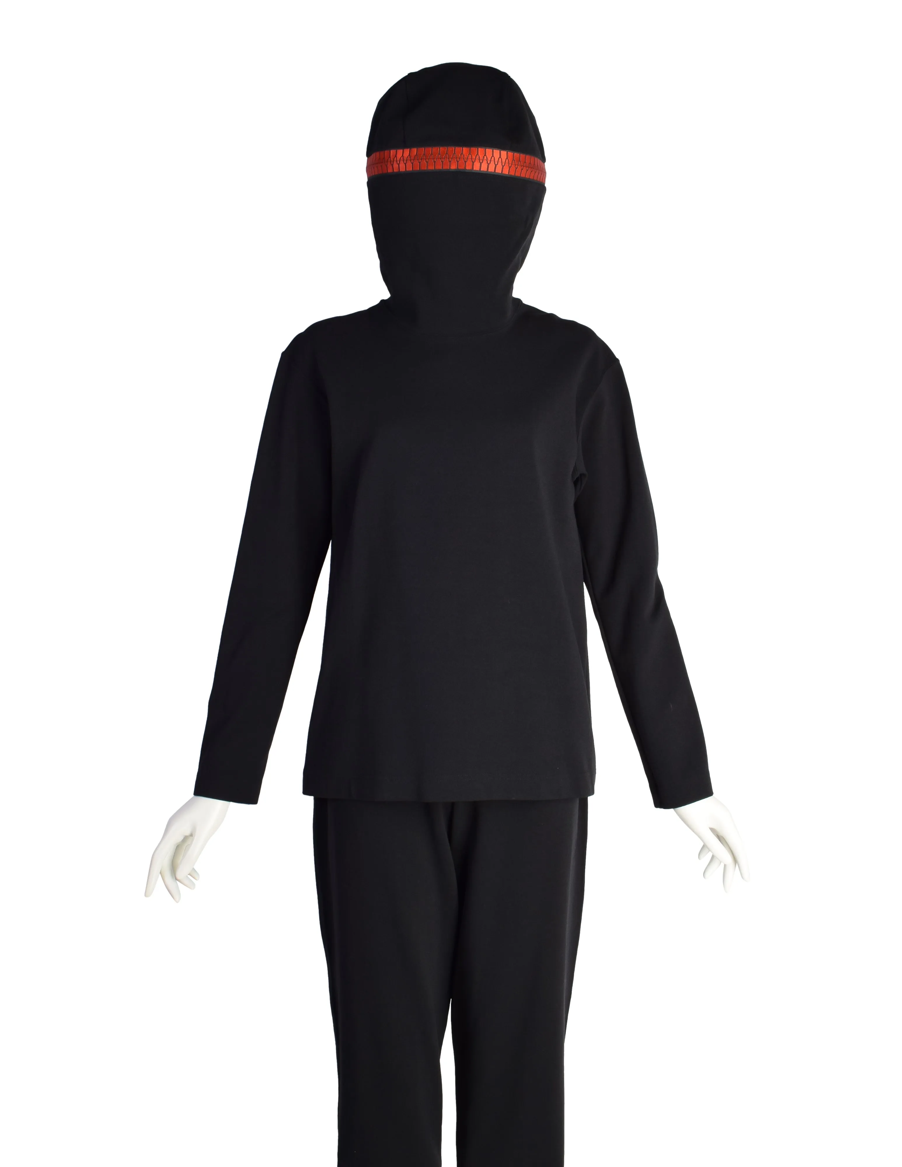 Issey Miyake Vintage AW1991 Iconic Black and Red Zipper Hood Face Top and Pants Ensemble Set