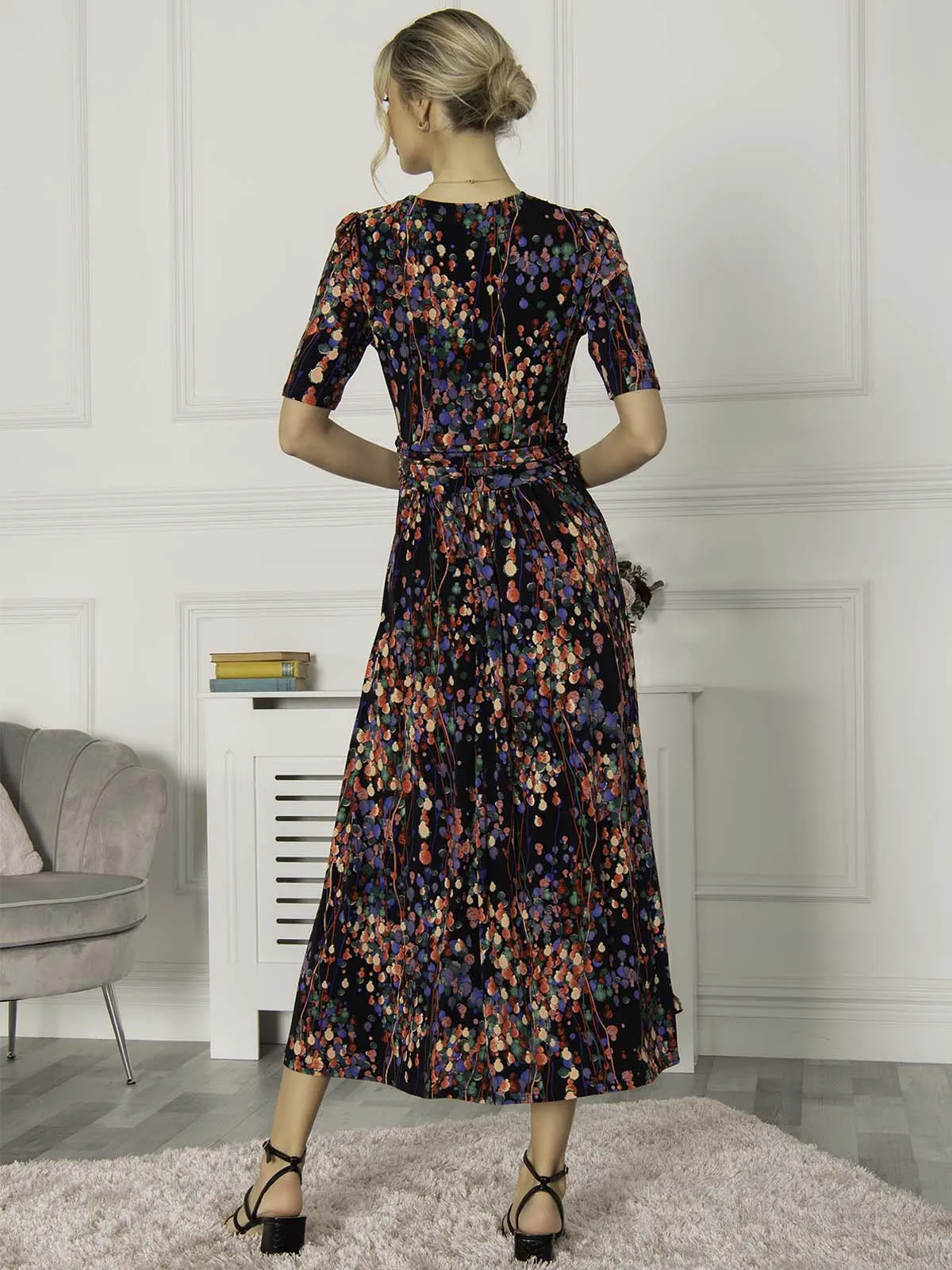 Jolie Moi Asuka Jersey Maxi Dress, Navy Multi