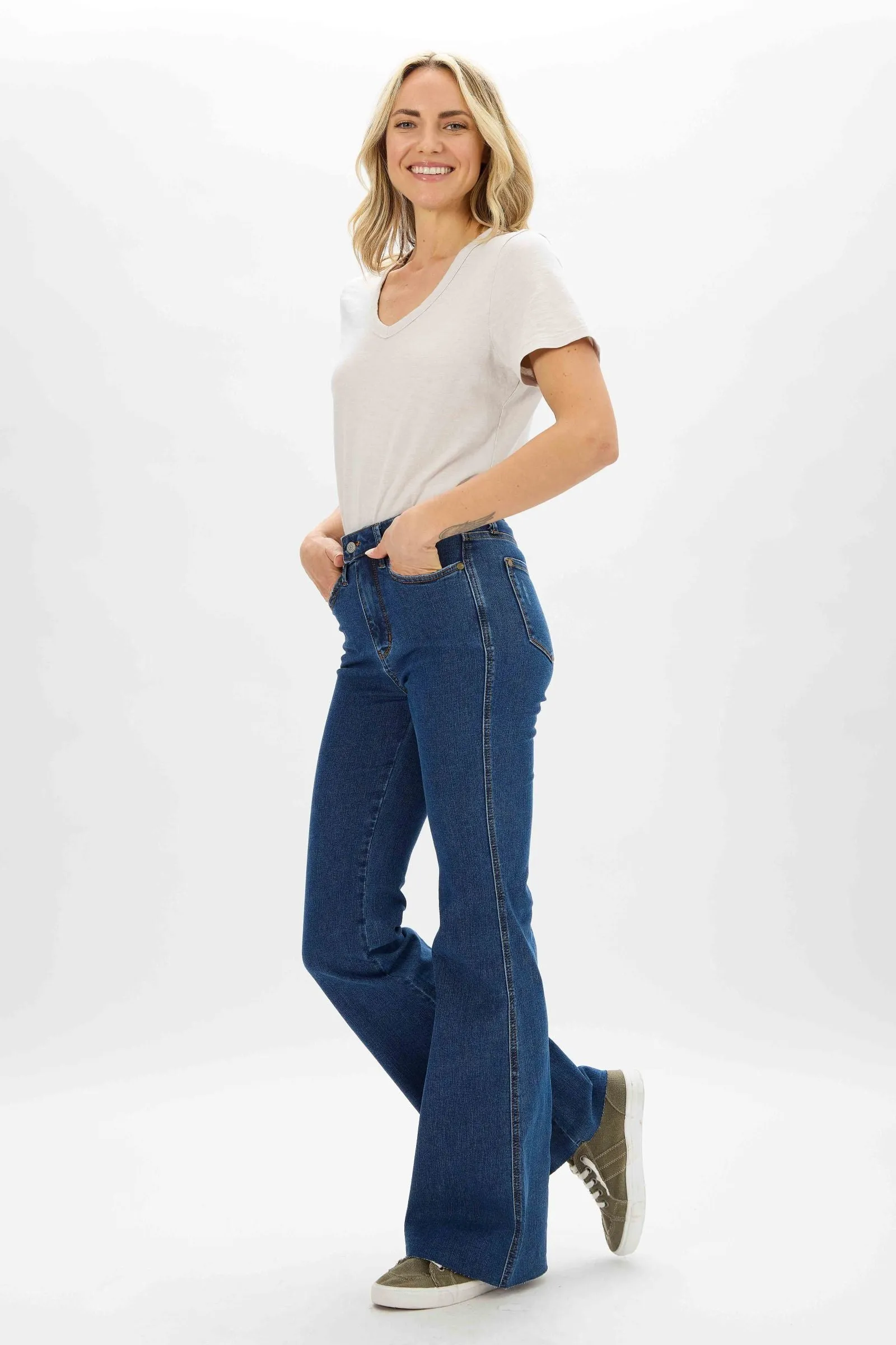 Judy Blue High Waist Cool Denim Tummy Control Flare Denim 88611