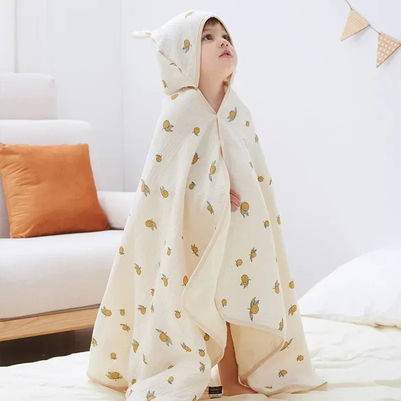 Kangobaby #My Soft Life# Four Seasons 4 Layers Muslin Cotton Baby Bath Towel Breathable Newborn Cape Blanket Hooded Beach Robe