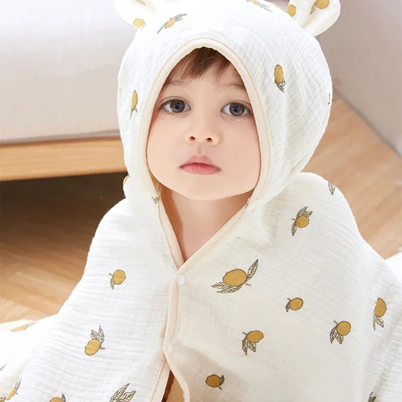 Kangobaby #My Soft Life# Four Seasons 4 Layers Muslin Cotton Baby Bath Towel Breathable Newborn Cape Blanket Hooded Beach Robe