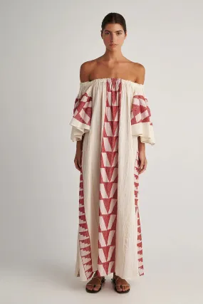 Knossos Maxi Dress in Red/Natural