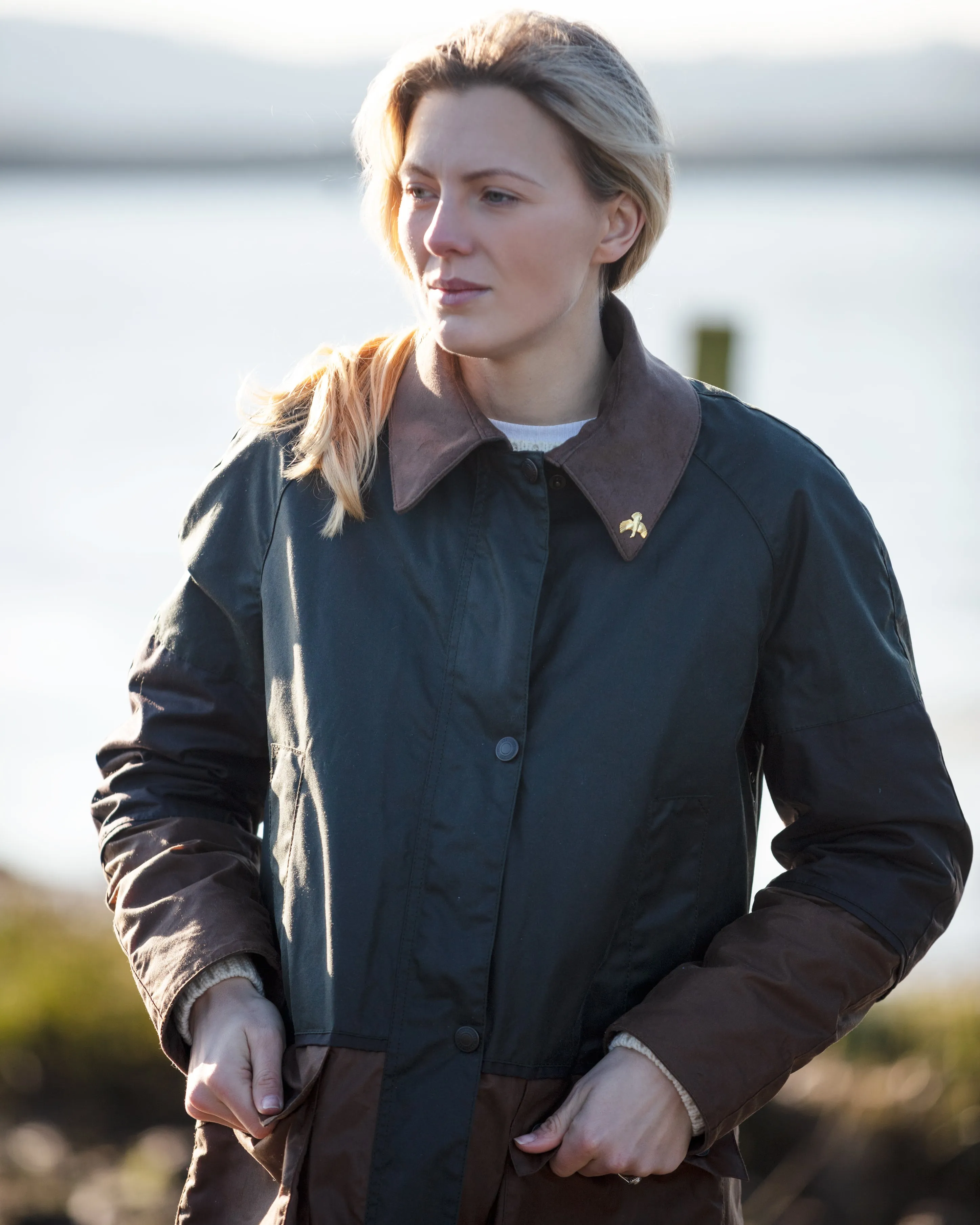 Ladies Landowner Tri-Colour Wax Walking Jacket - Forest