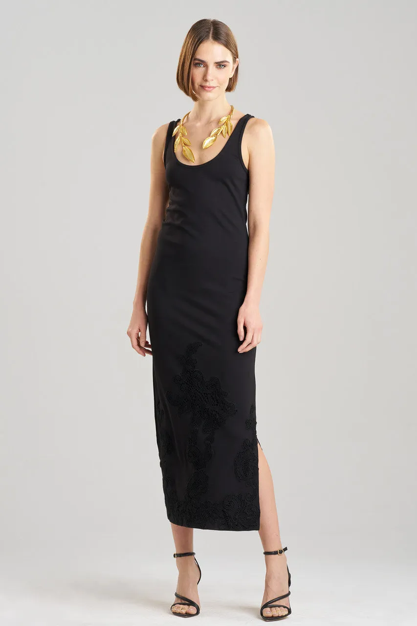 Light Weight Ponte Embroidered Maxi Dress