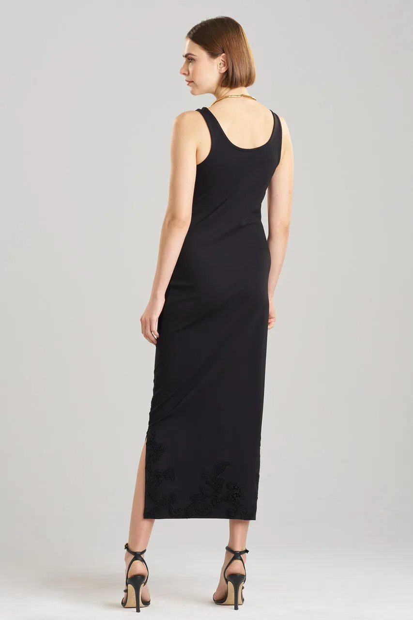 Light Weight Ponte Embroidered Maxi Dress