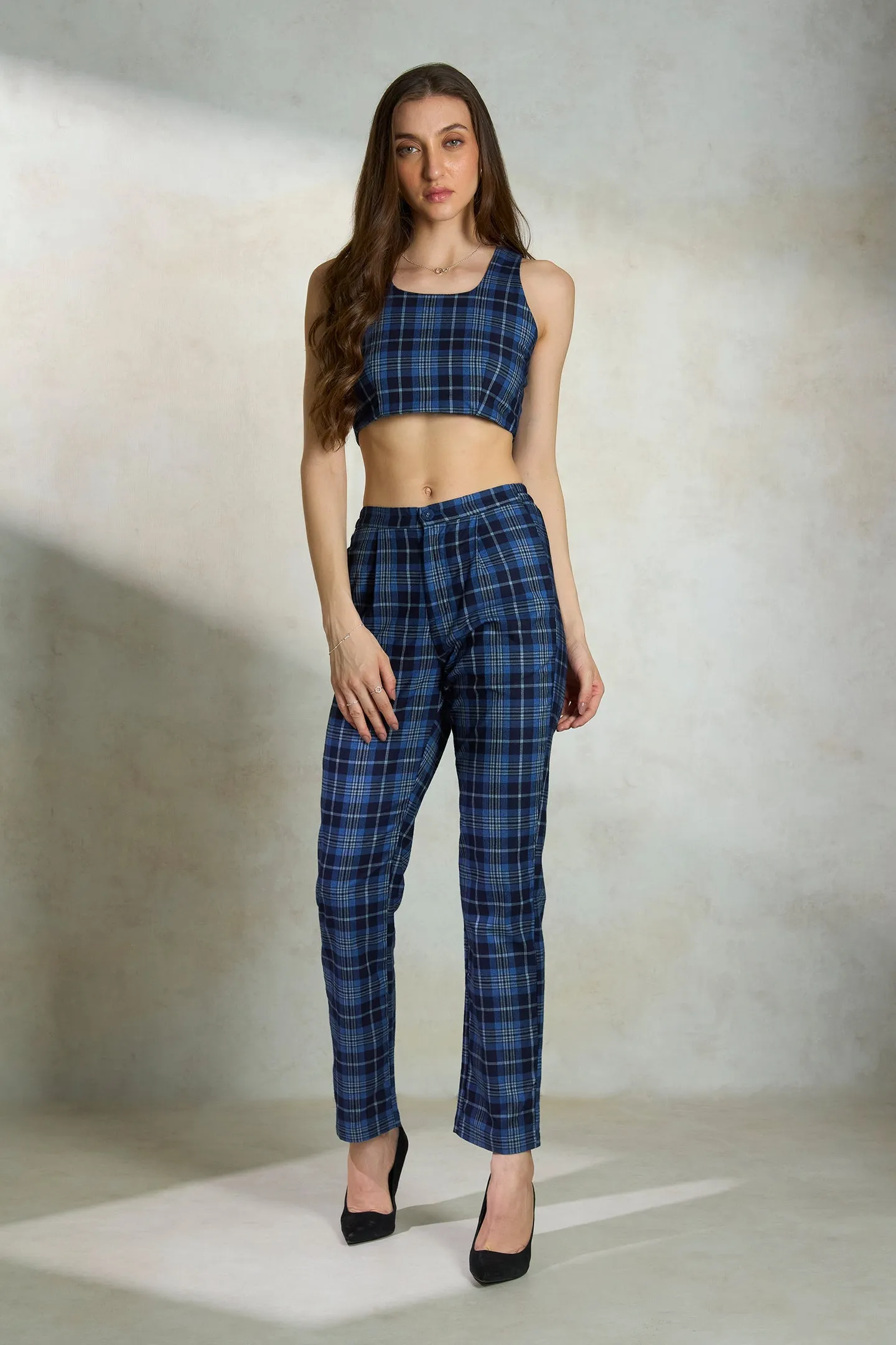 Lucy Top|Checked Cotton Crop Top