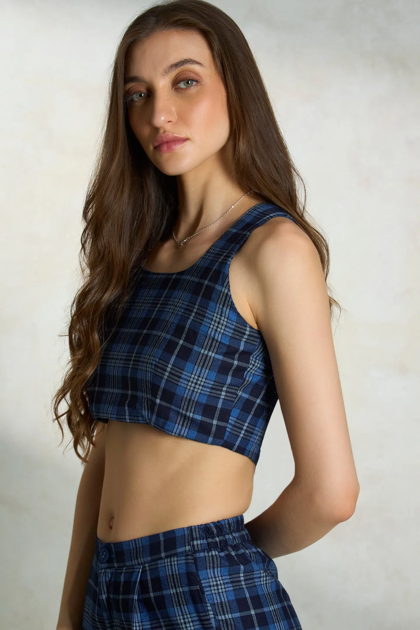 Lucy Top|Checked Cotton Crop Top