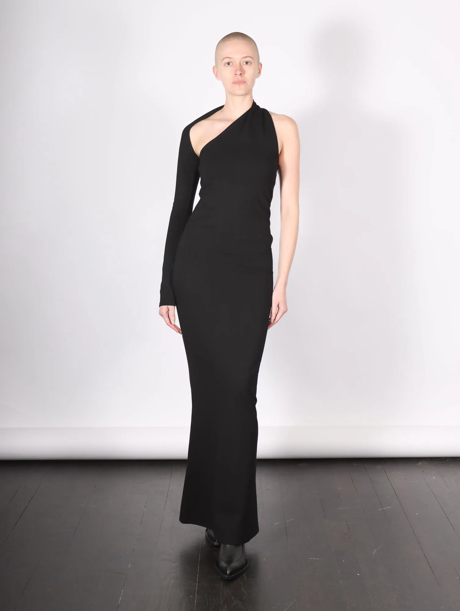 Manhattan One Shoulder Gown in Black by Marcella