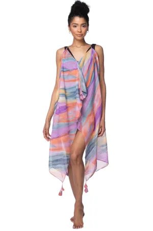 Maxi Halter Sundress Coverup in Sunset at Sea Print