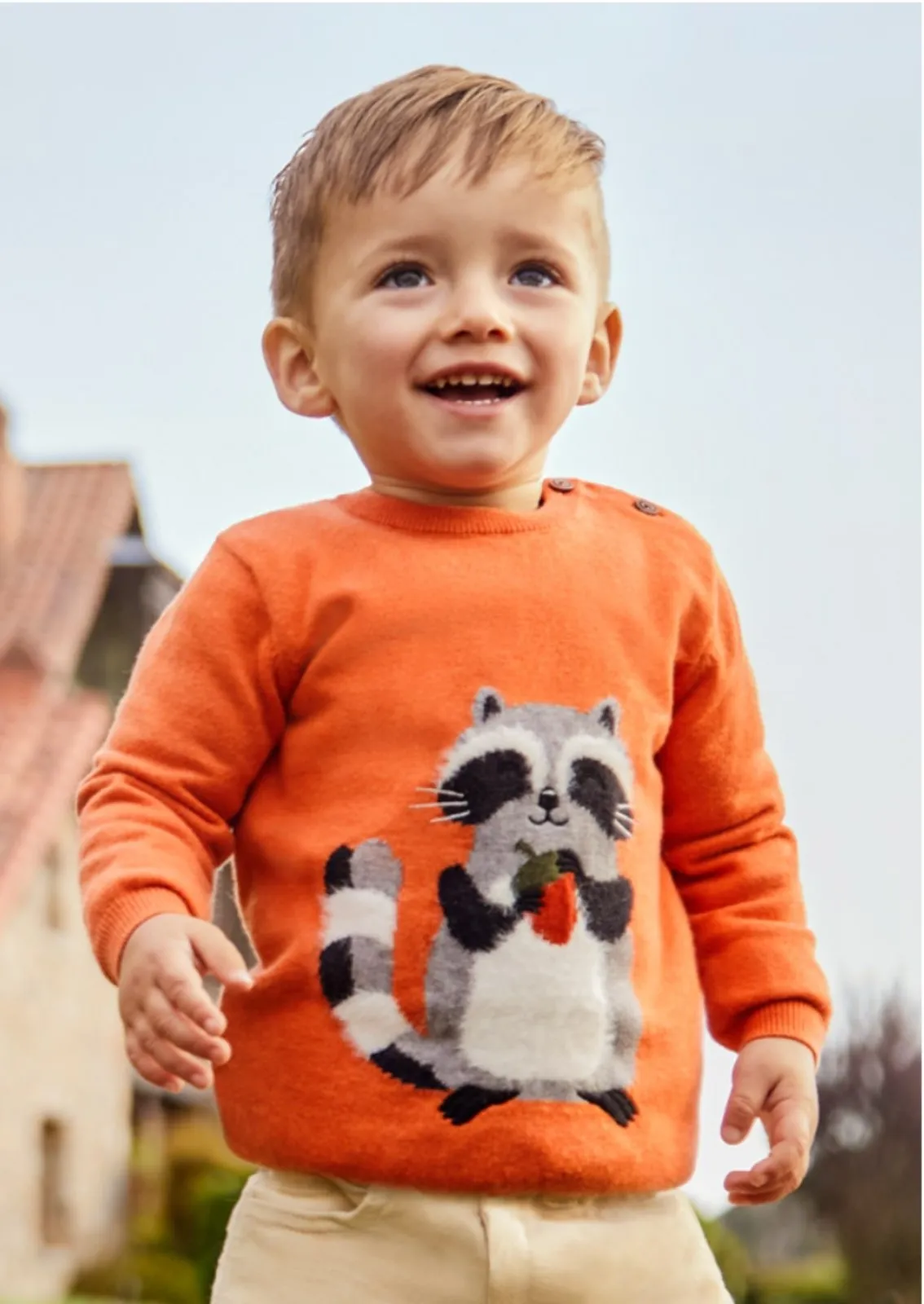 Mayoral Baby & Toddler Boys Orange Happy Raccoon Sweater