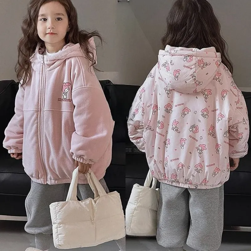 Melo Double Side Wear Kids Fleece Hooded Jacket KI603