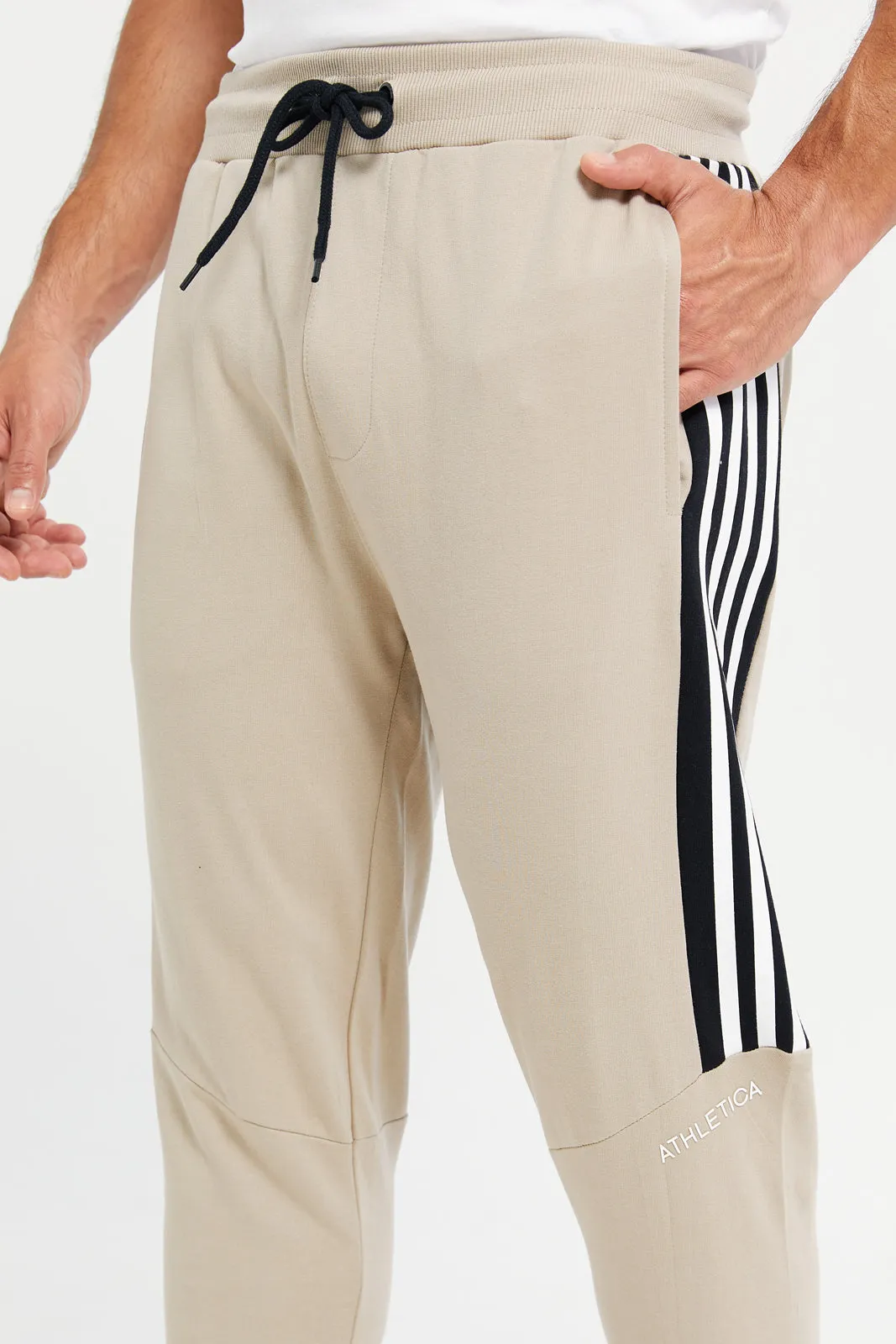 Men Beige Printed Active Pants