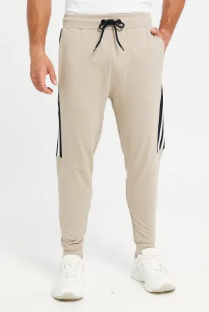 Men Beige Printed Active Pants