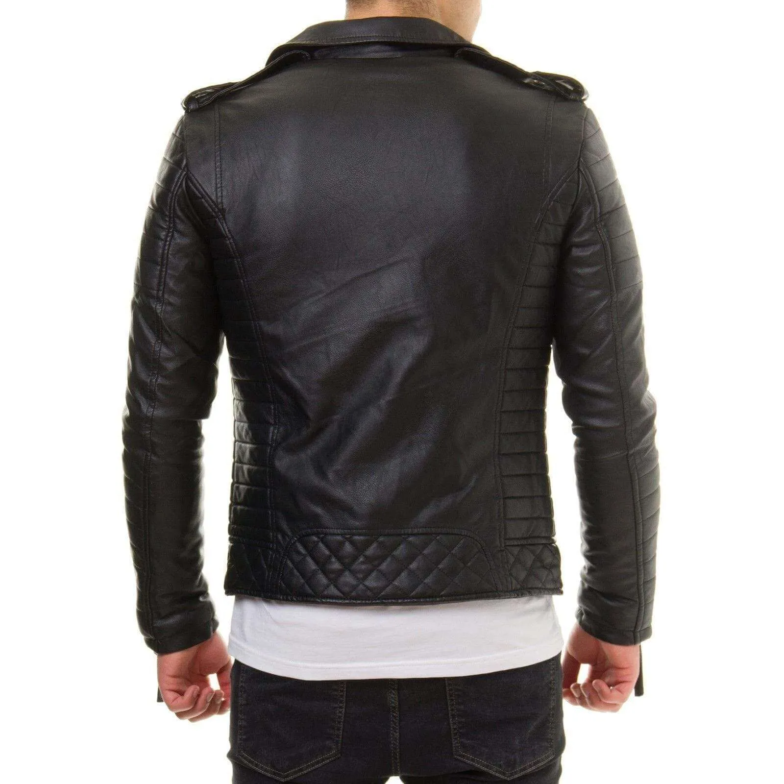 Men Motorcycle Genuine Lambskin Leather Jacket Black Slim fit Biker jacket